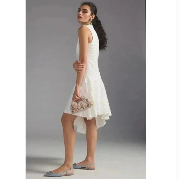 NWT Anthropologie Eva Franco White Textured Asymmetrical Holiday Event Dress 4 - Picture 2 of 9